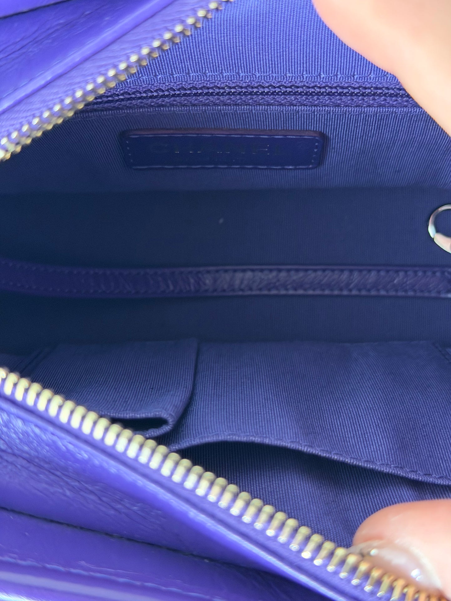 2019-2020 Chanel Aged Calfskin Purple Chevron Quilted Small Gabrielle Hobo