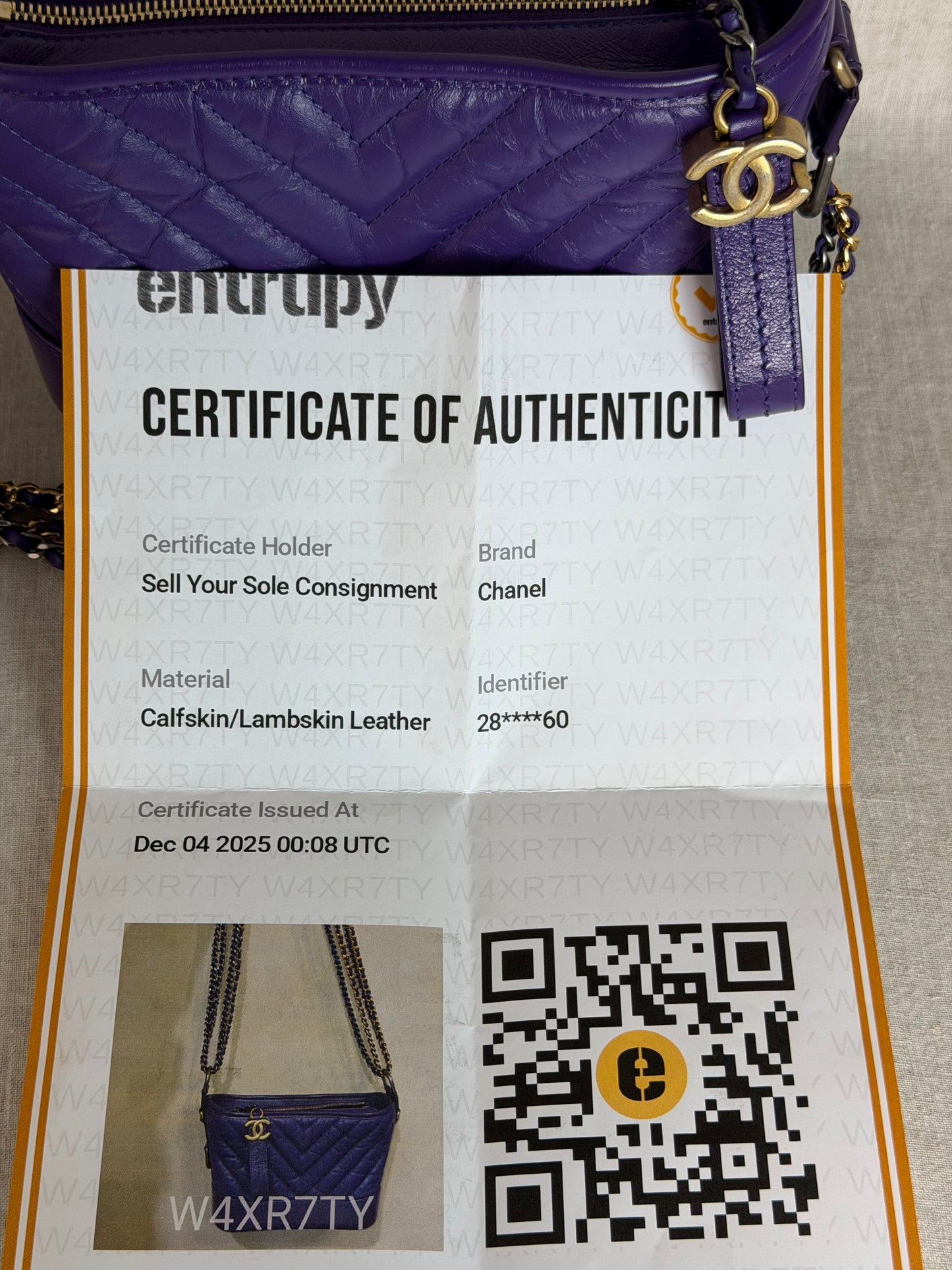 2019-2020 Chanel Aged Calfskin Purple Chevron Quilted Small Gabrielle Hobo