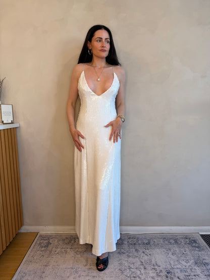 Khaite Sequin White Dress - White