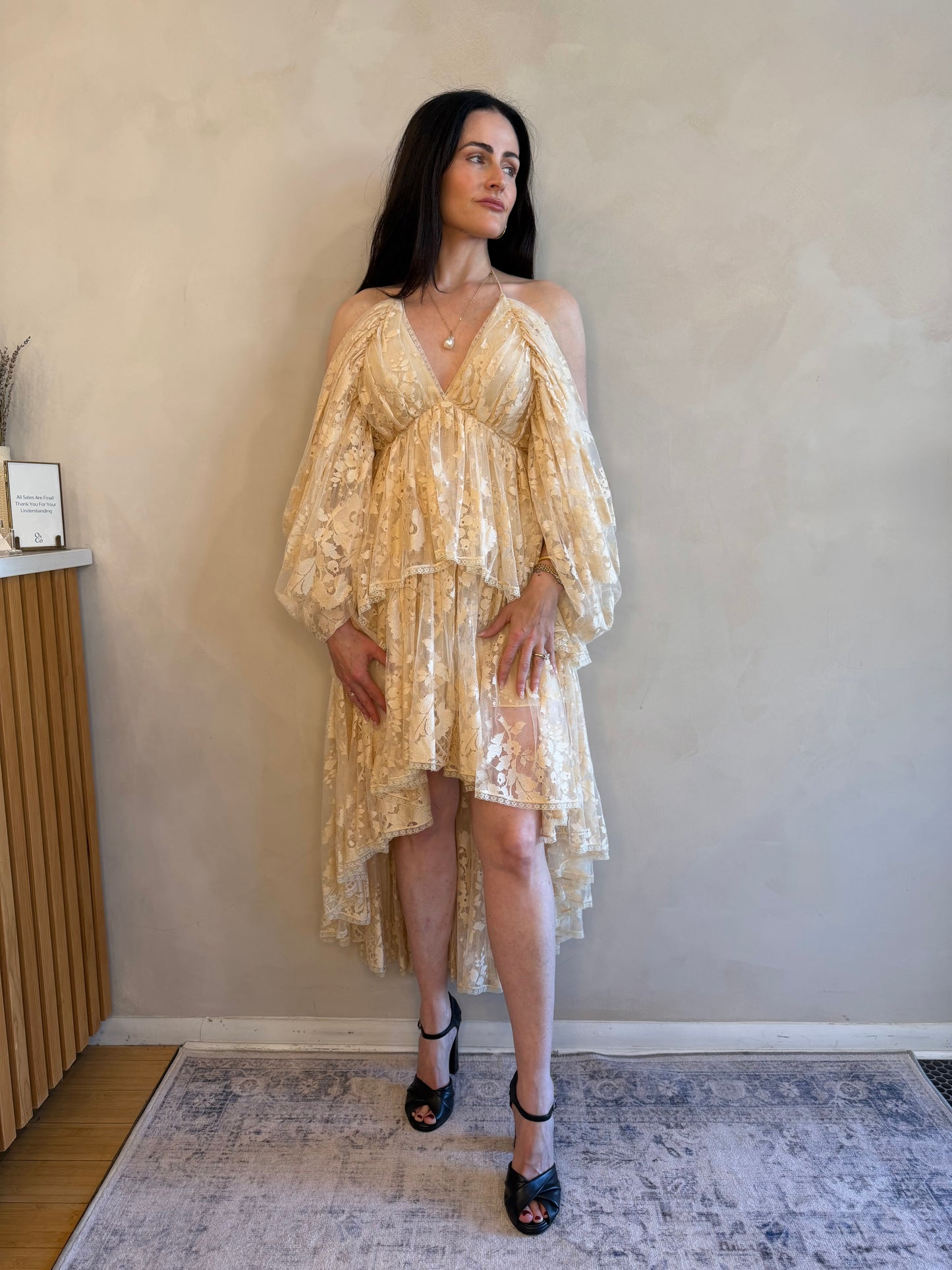 Zimmermann Lace Drop Tank Midi Dress - Cream