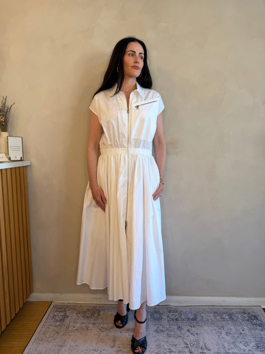 Alexander McQueen Organic Cotton Zip Dress - White