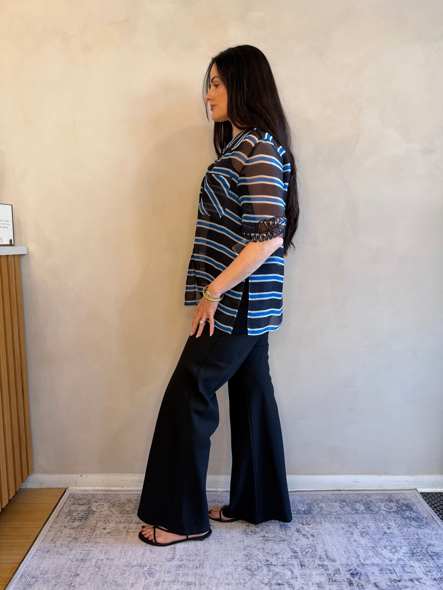 Fendi Stripe Embroidered Collar Shirt