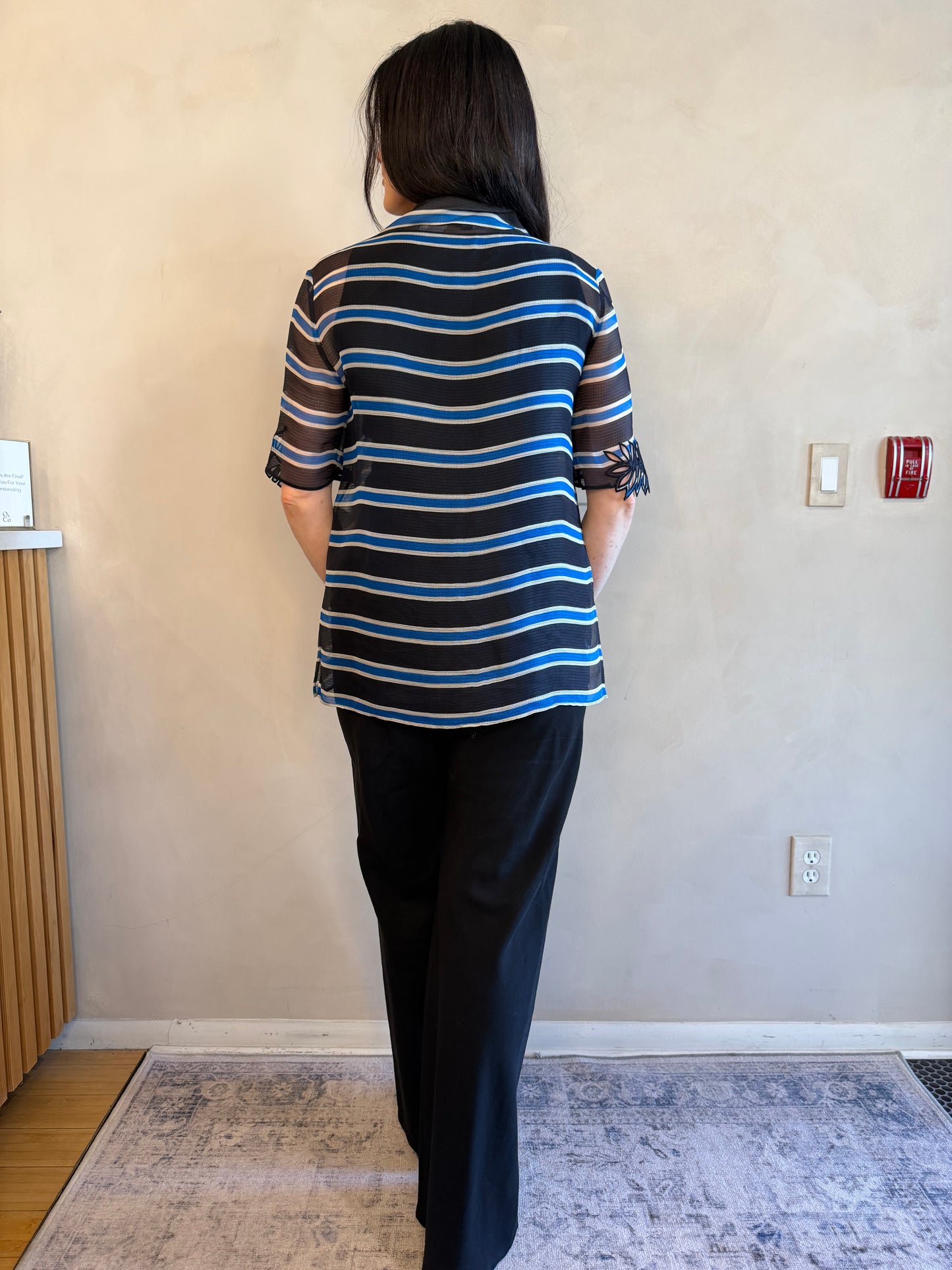 Fendi Stripe Embroidered Collar Shirt