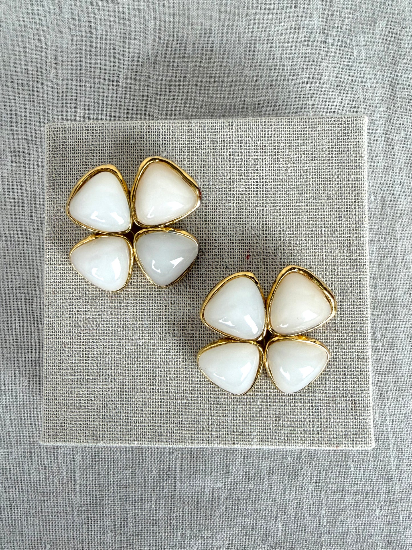 Chanel Gold Faux Pearl Flower Clip-Ons