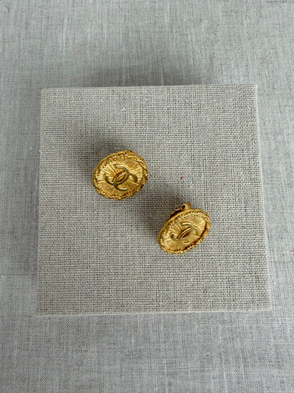 Chanel Gold Toned Logo Clip-Ons