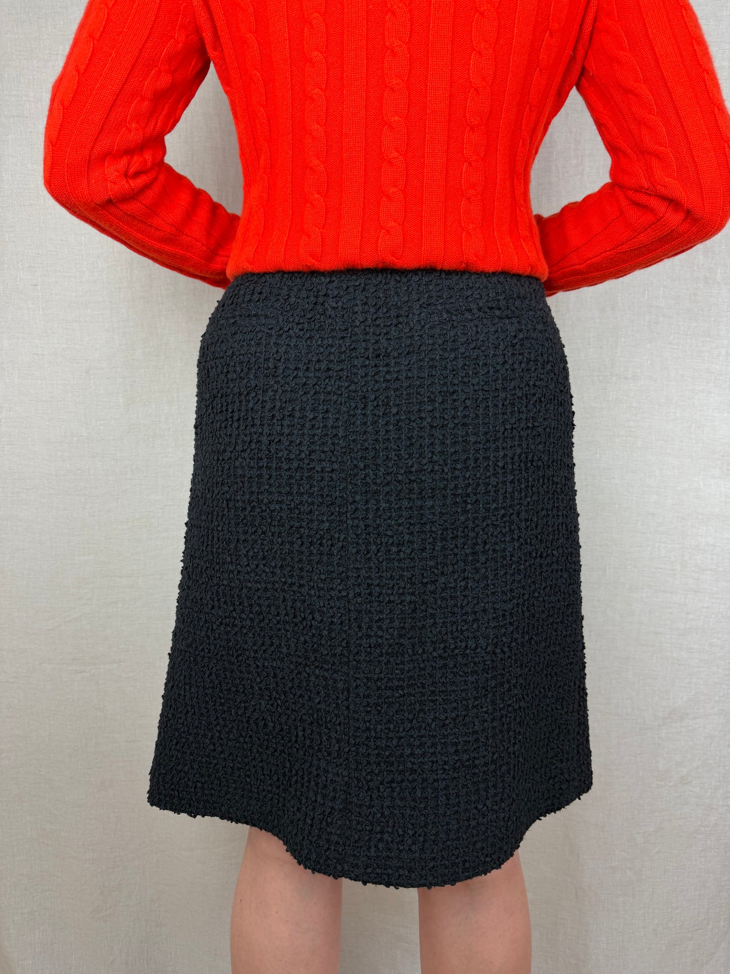 Chanel 2025 Black Cotton Tweed Skirt w/ Buttons