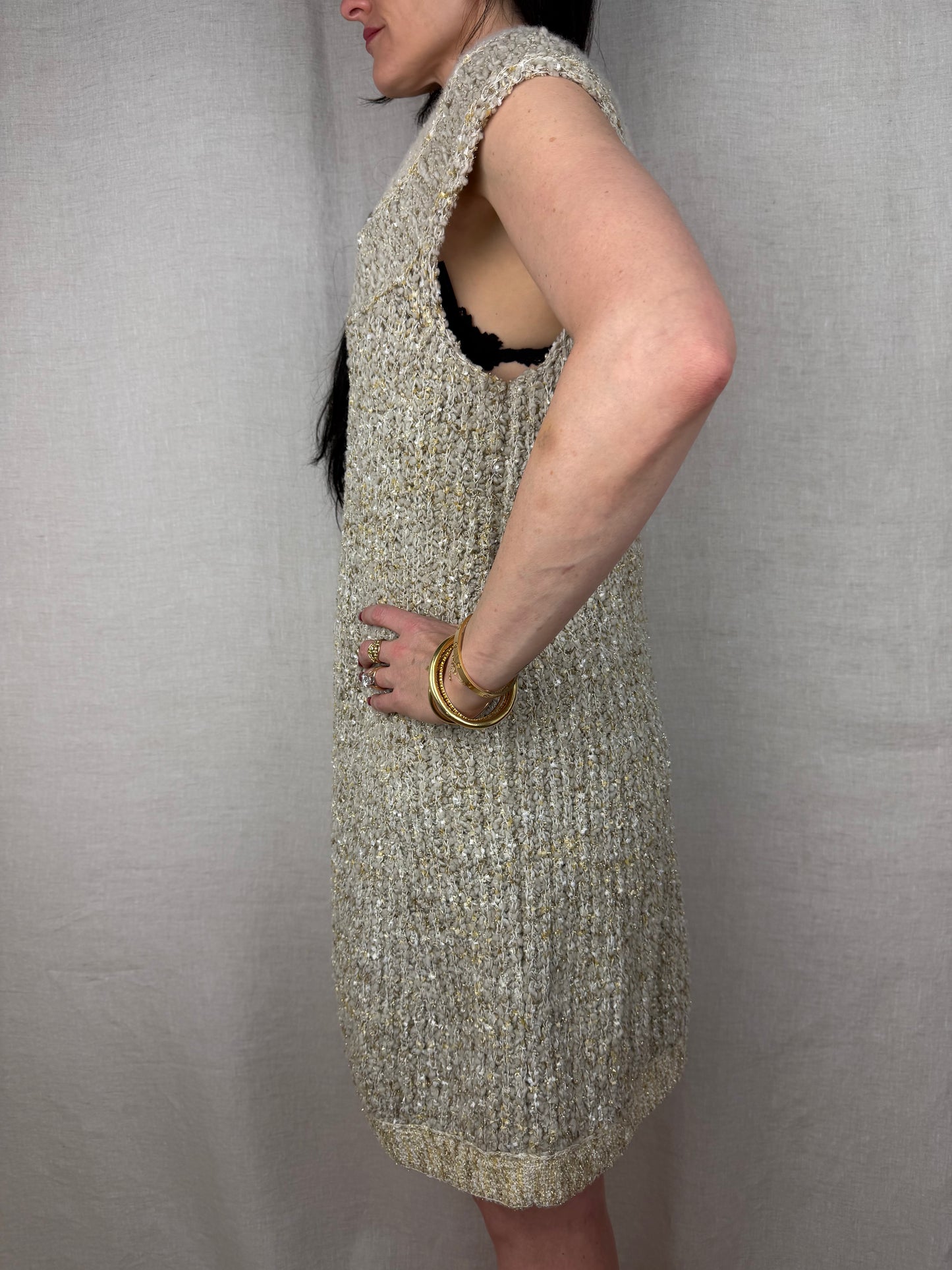 Chanel Wool Boucle Sweater Dress Spring 2019 Karl Lagerfeld Collection