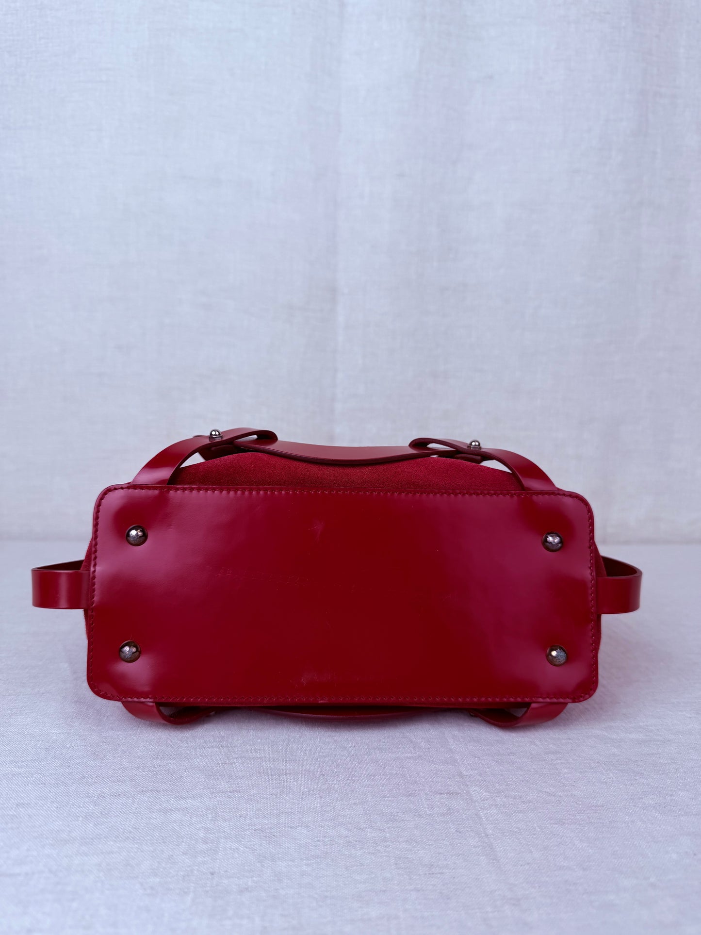 Ferragamo Suede Shoulder Bag - Red