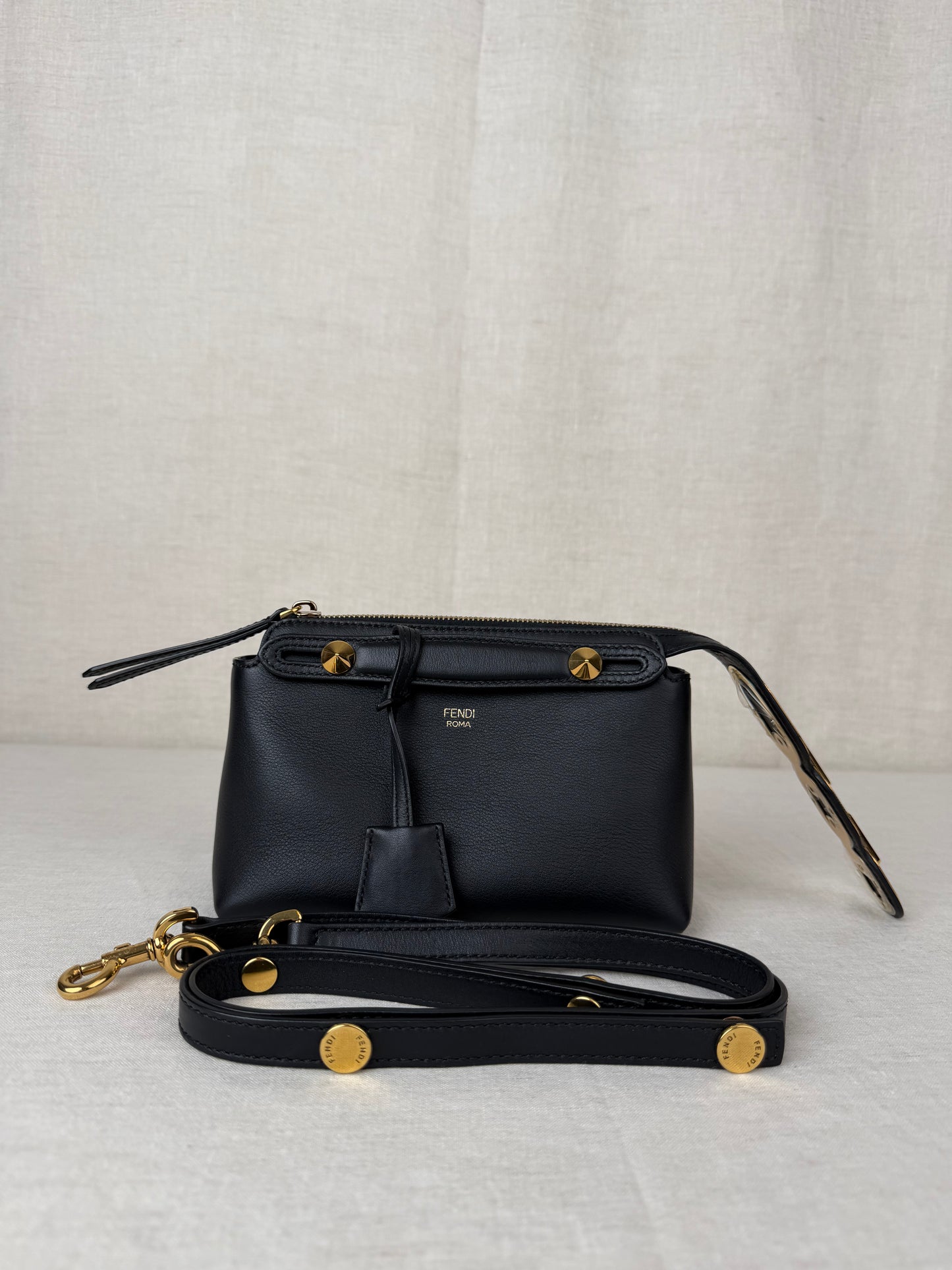 Fendi Vitello Dolce Chain Tail Mini Bag - Black