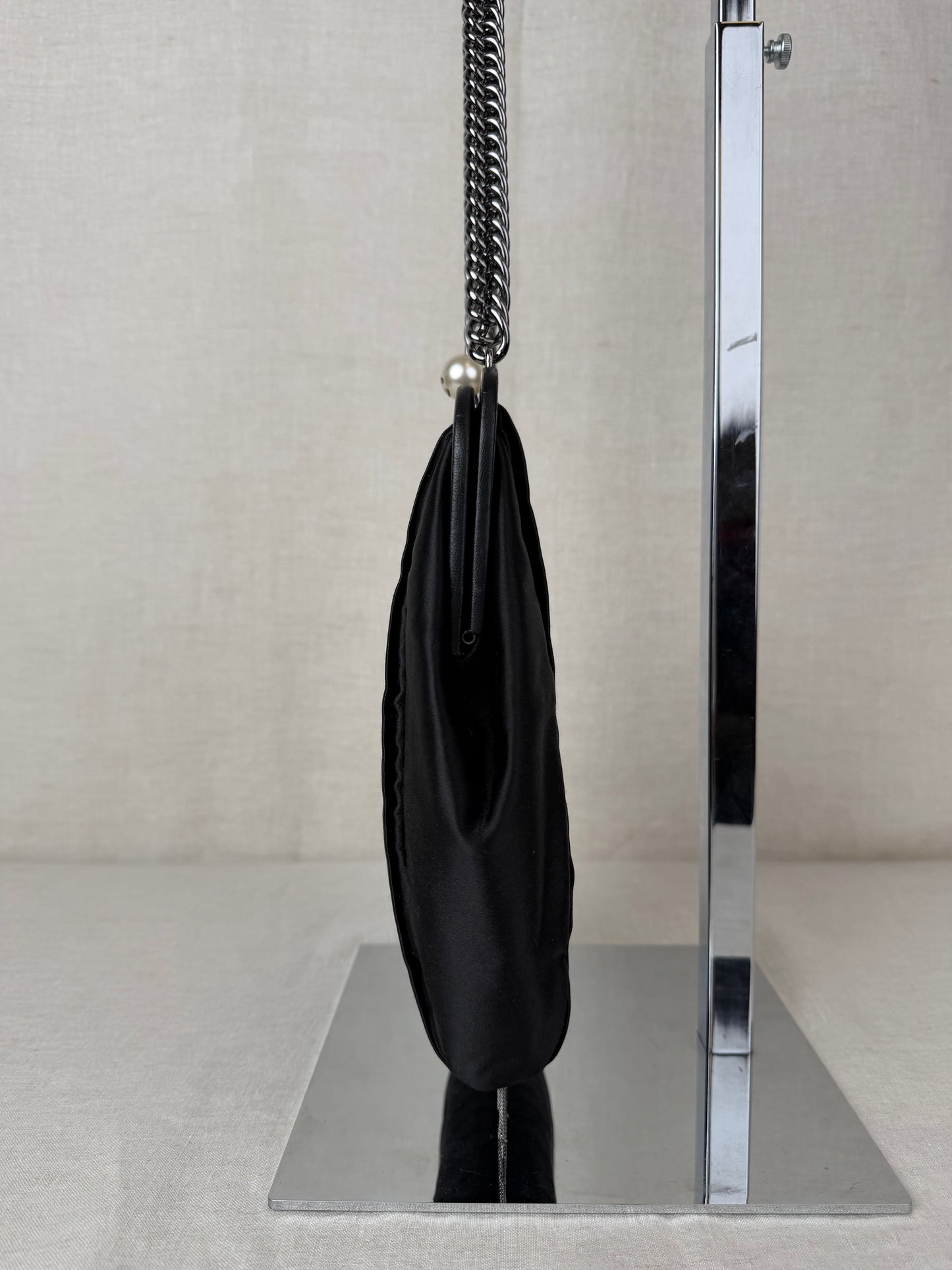 Chanel Pleated Satin Frame Evening Bag 2006-2008- Black