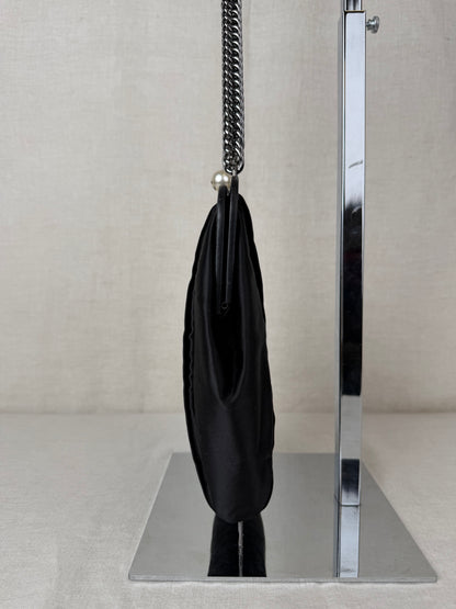 Chanel Pleated Satin Frame Evening Bag 2006-2008- Black