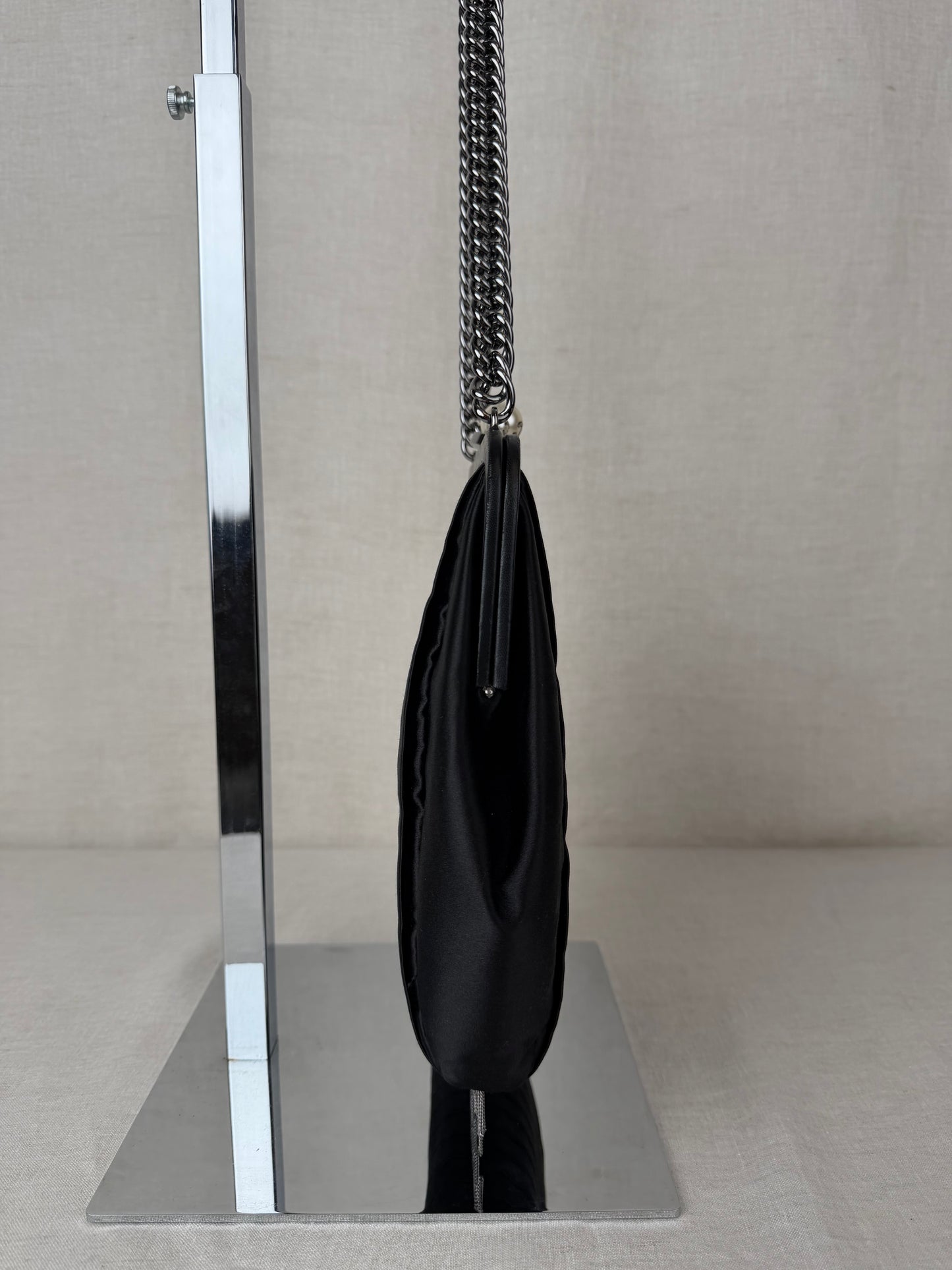 Chanel Pleated Satin Frame Evening Bag 2006-2008- Black