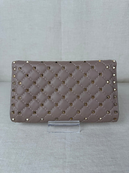 Valentino Quilted Wallet on Chain With Studs- Beige