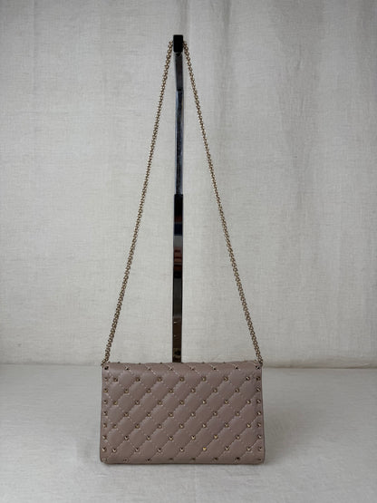 Valentino Quilted Wallet on Chain With Studs- Beige