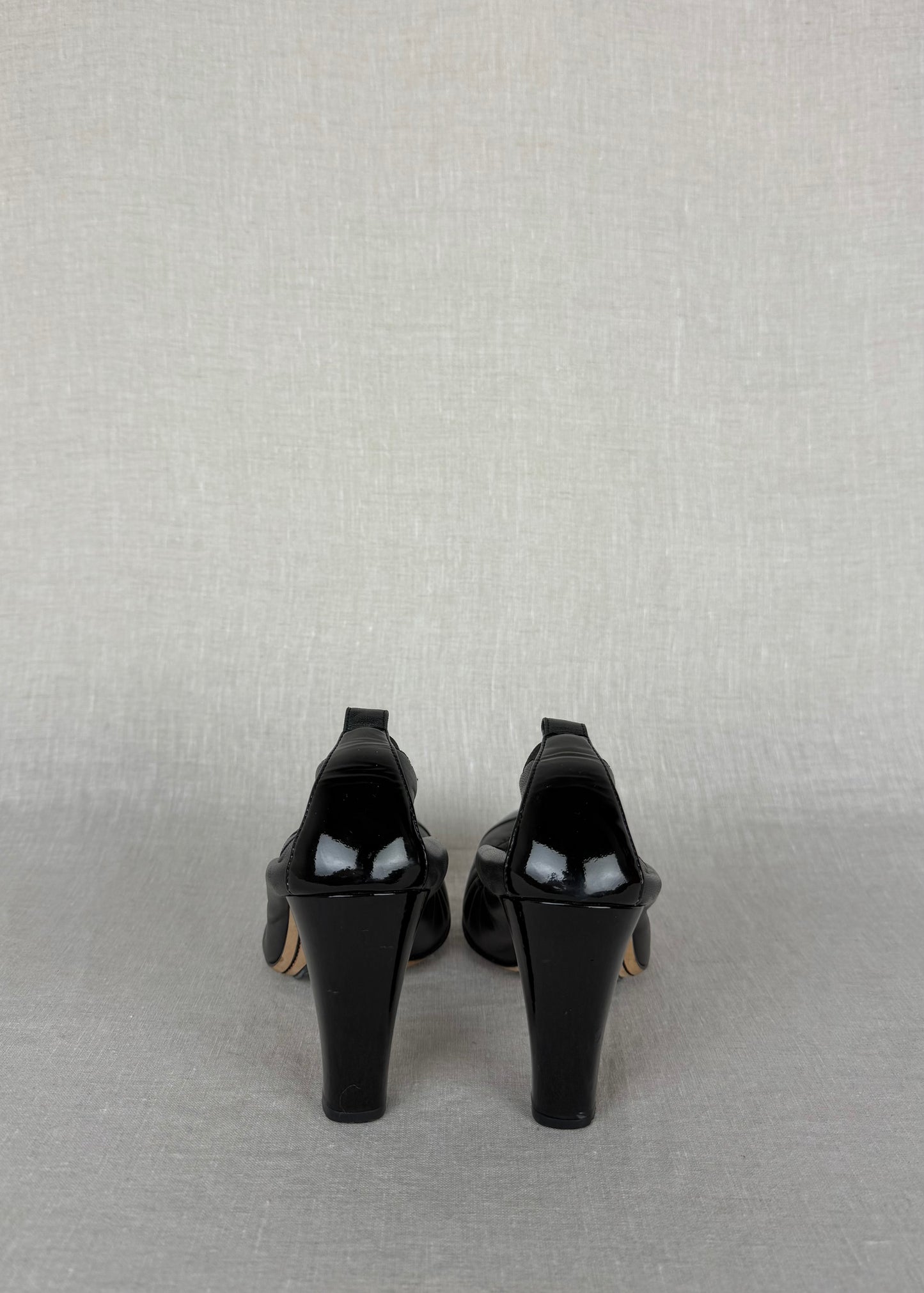 Chanel Pumps w/ Patent Toe and Elastic Trim