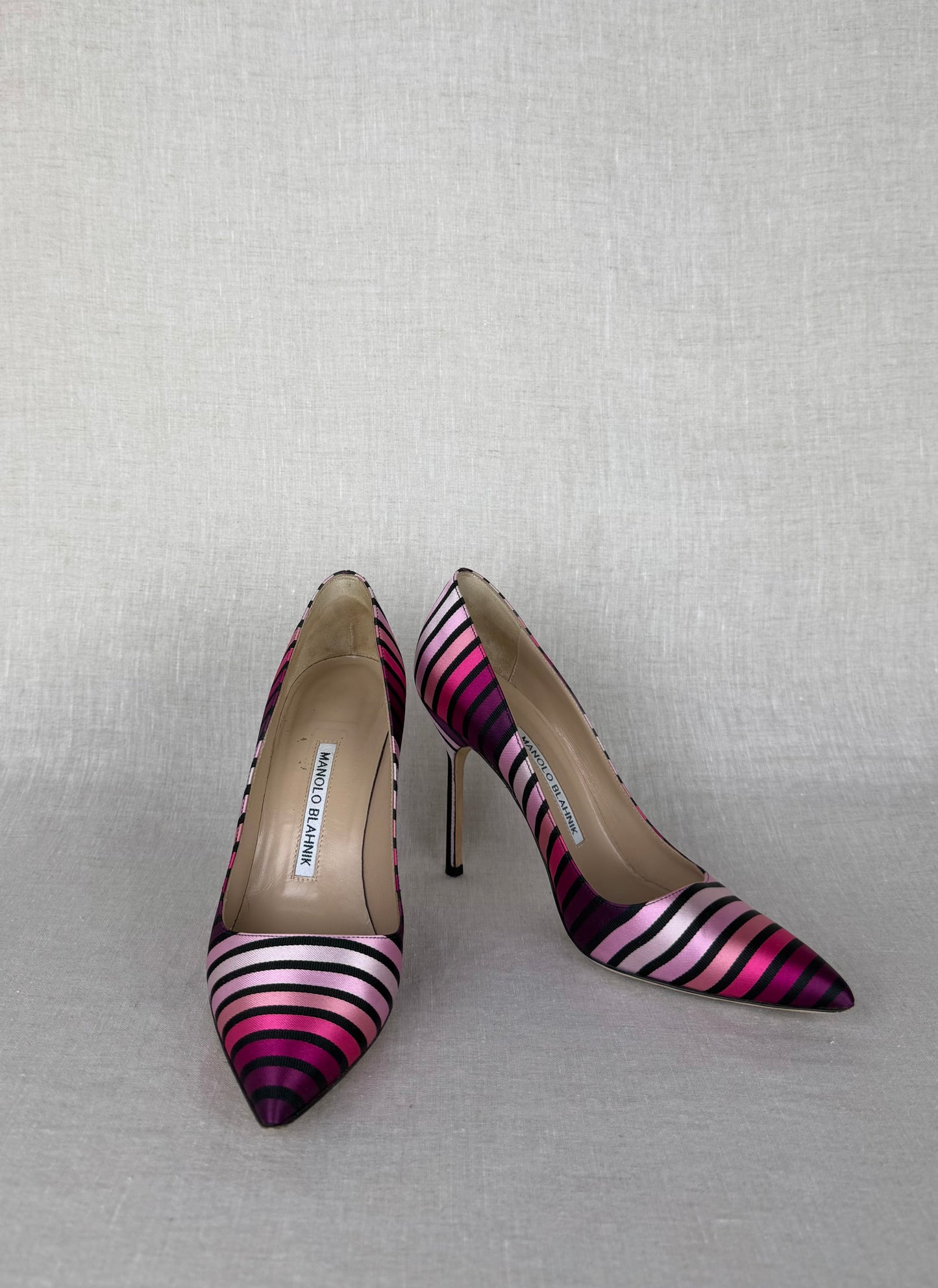 Manolo Blahnik BB Canvas Striped Pumps Size 37