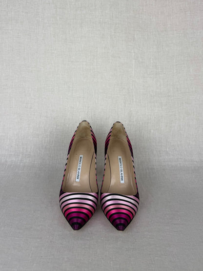 Manolo Blahnik BB Canvas Striped Pumps Size 37