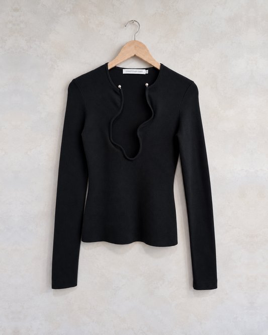 CHRISTOPHER ESBER, Wavy Neckline Knit Top, S