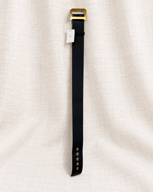 DIOR, Black Belt Logo "D" Gold Hardware, 70 — ivory linen collection thumbnail
