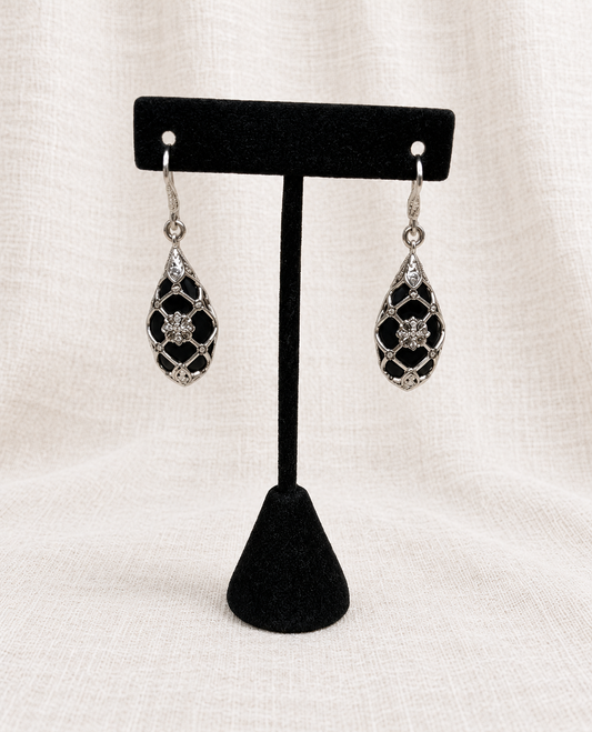 LOIS HILL, MSRP $995 Onyx Brown Diamond Drop Earrings — ivory linen collection thumbnail