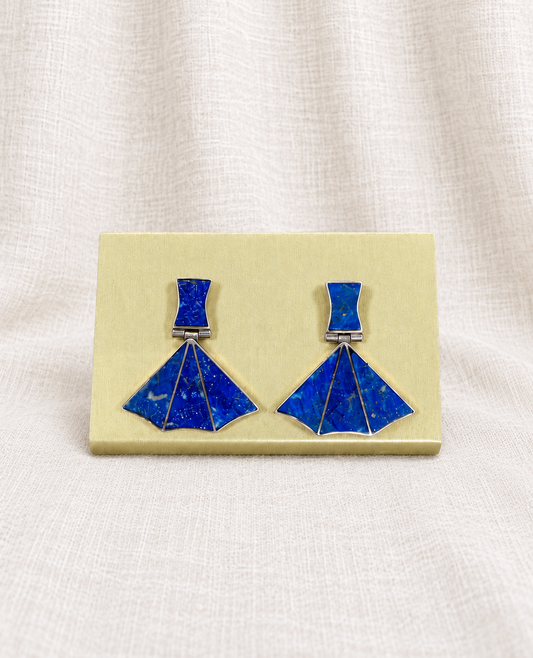 ODETTE & CO CONSIGNMENT, Lapis Fan-Style Earrings — ivory linen collection thumbnail
