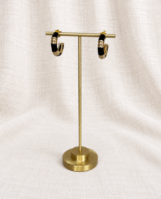 ALHAMBRA, MSRP $500 Enamel and Gold Earrings — ivory linen collection thumbnail