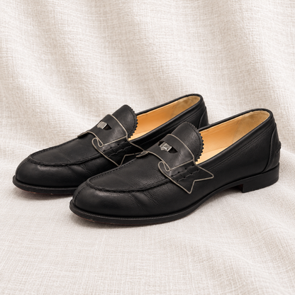 CHRISTIAN LOUBOUTIN, Loafers, 38 pair facing left on ivory fabric
