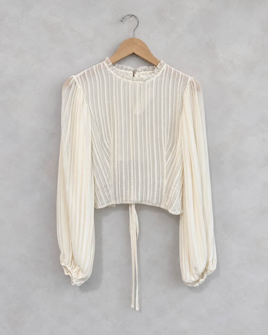 FRAME, Long Sleeve Pleated Cropped Blouse, XS