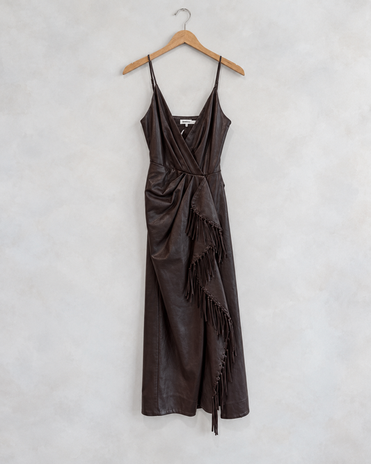 SIMKHAI, Carlee Fringe Front Faux Leather Dress, 4