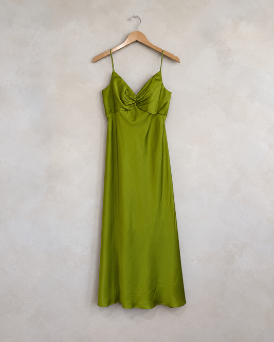 MAC DUGGAL, Green V Neck Midi Dress, 4