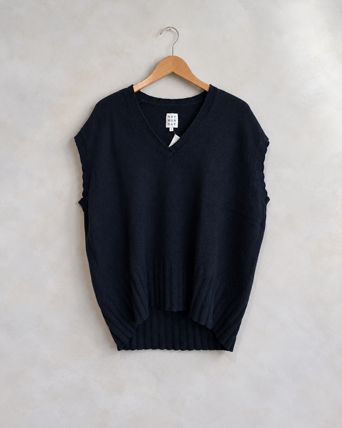 NOT MONDAY, Cashmere Sweater Vest, L on wooden hanger