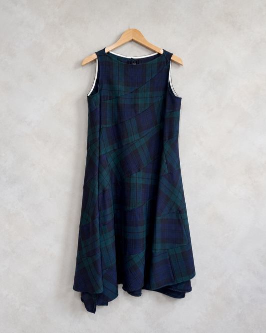 COMME DES GARCONS, Sleeveless Wool Plaid Dress, M on wooden hanger