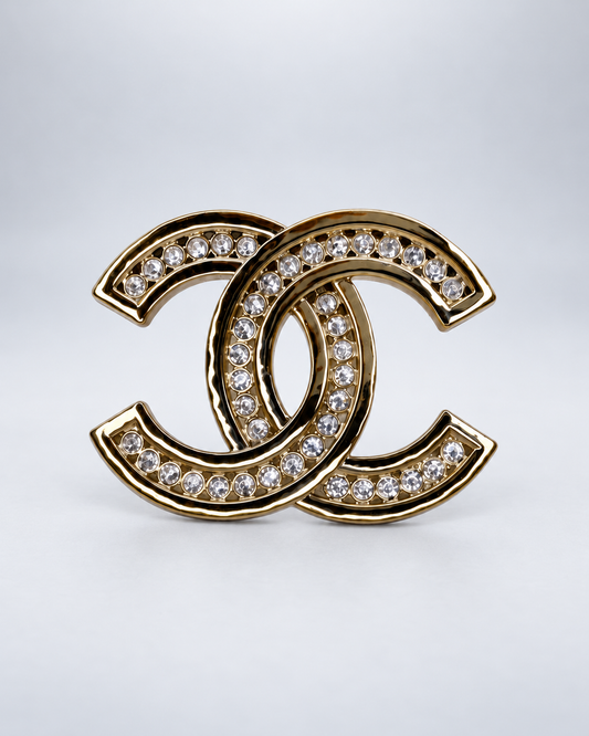 CHANEL, Gold Interlocking CC Rhinestone Accessory
