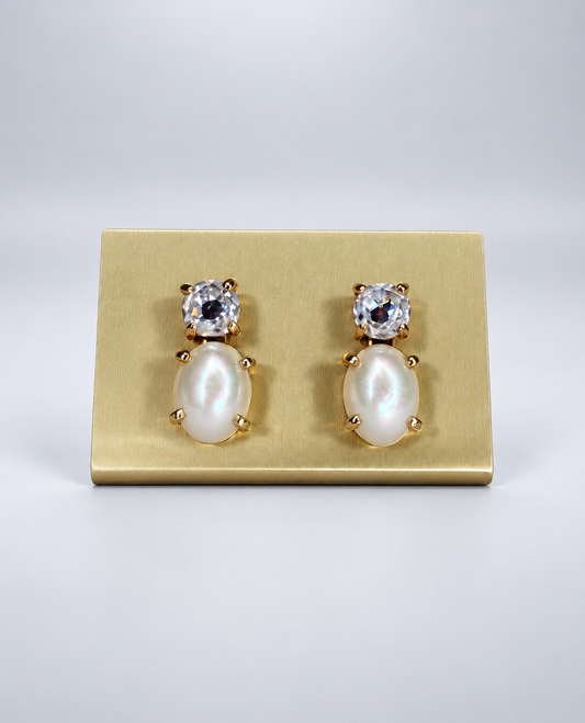 DIOR, Vintage Gold Tone Faux Pearl Earrings