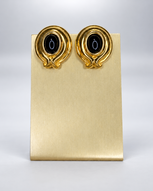 FENDI, Vintage Faux Stone Gold Tone Clip-On Earrings