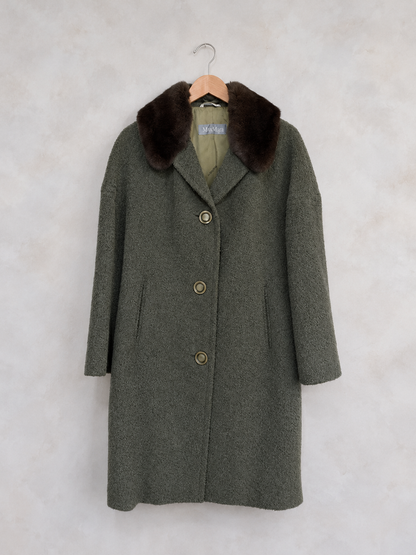 MAX MARA, Fur Collar Wool Coat, 8 on a wooden hanger
