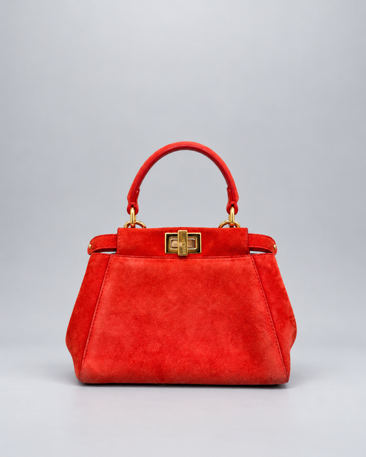 Fendi orange suede Peekaboo XS bag