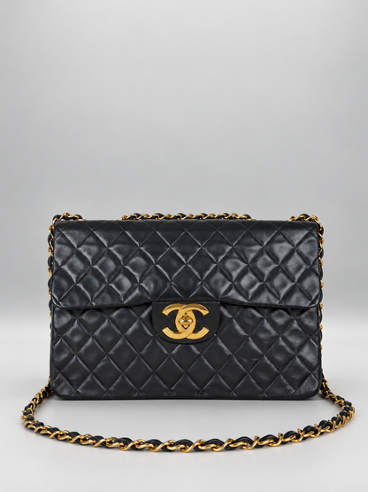 CHANEL 1991-1994 Vintage Maxi Jumbo Single Flap - Black