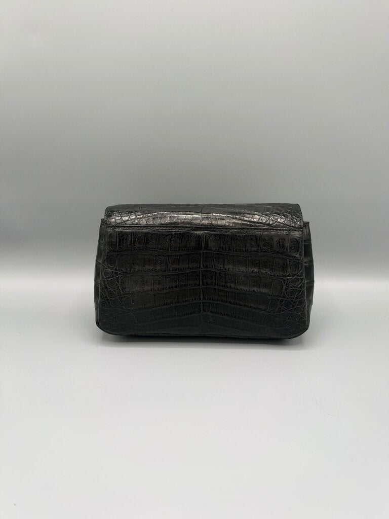 NANCY GONZALEZ, Crocodile Chain Link Crossbody, Black