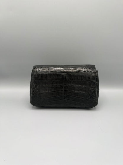 NANCY GONZALEZ, Crocodile Chain Link Crossbody, Black