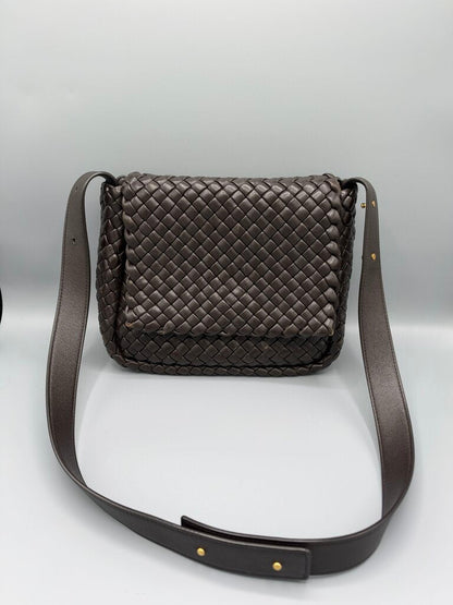 BOTTEGA VENETA, Small Intrecciato Cobble Shoulder Bag, Dark Brown
