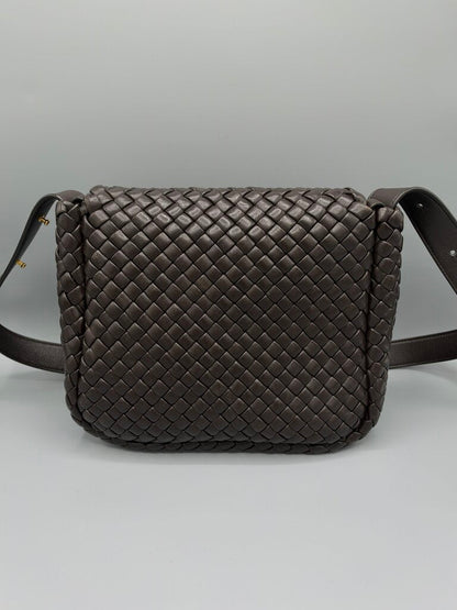 BOTTEGA VENETA, Small Intrecciato Cobble Shoulder Bag, Dark Brown