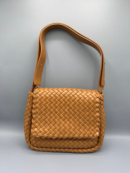 BOTTEGA VENETA, Small Intrecciato Cobble Shoulder Bag, Tan