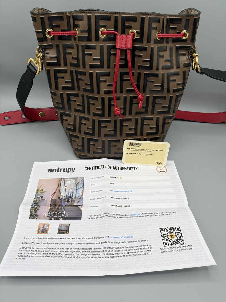 FENDI, Mon Tresor Logo Bucket Bag 2018–2019, Brown/Tan