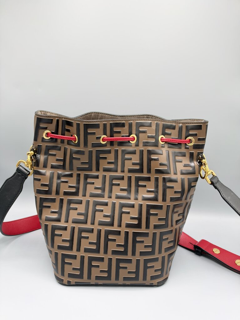 FENDI, Mon Tresor Logo Bucket Bag 2018–2019, Brown/Tan