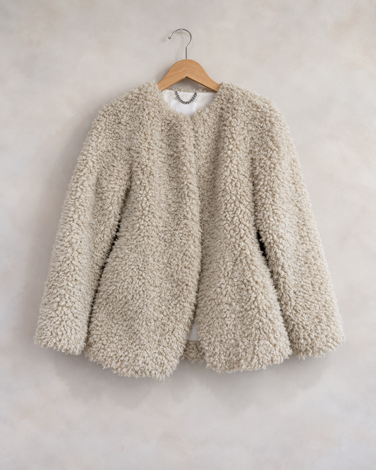 ALIGNE, Faux Shearling Jacket, S on a wooden hanger