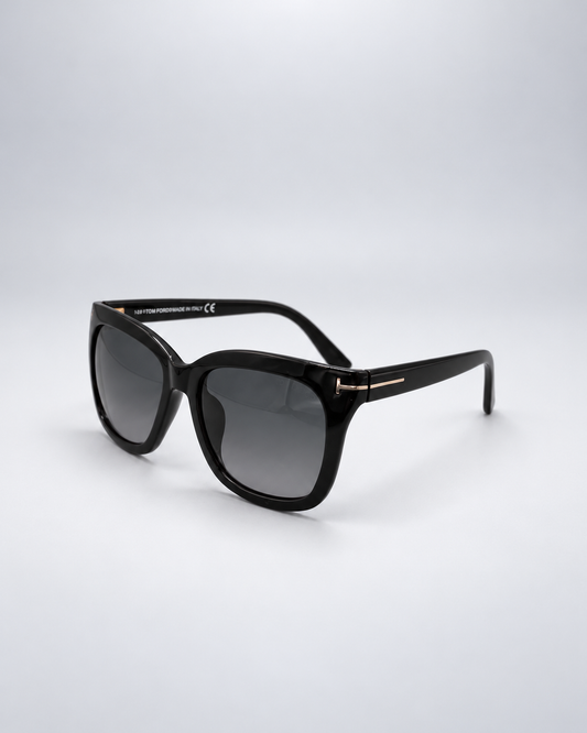Sunglasses photographed against a soft light gray studio background