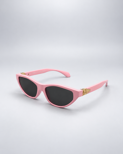 Sunglasses photographed against a soft light gray studio background