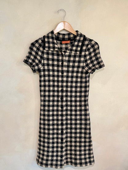 ALTUZARRA Knit Checkered Button Up Dress Size XS