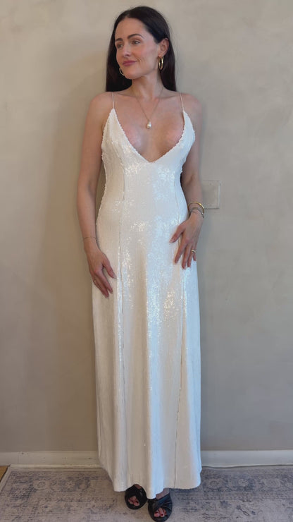 Khaite Sequin White Dress - White